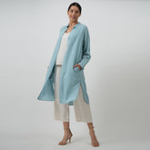 Florence Set Of 3 - Long Shirt, Inner & Pants - Powder Blue & Ecru